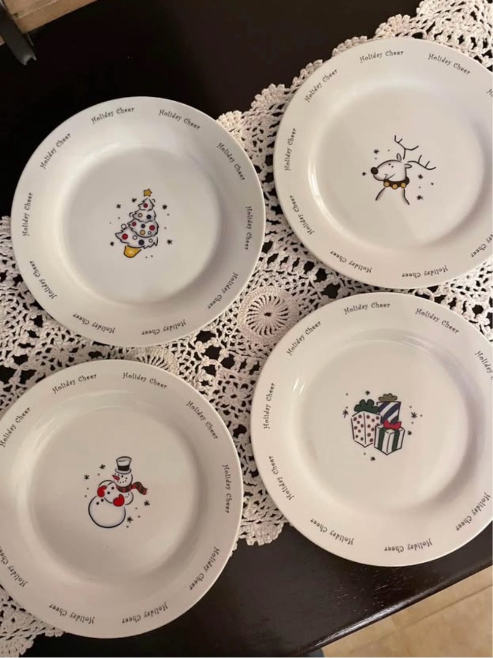 Set of 4 “Holiday Cheer” appetizer, salad or dessert Plates